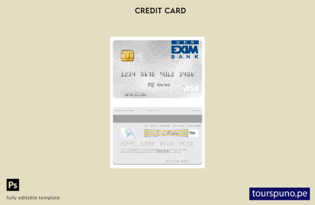 lista para imprimir plantilla de tarjeta de débito visa Ukreximbank de Ucrania